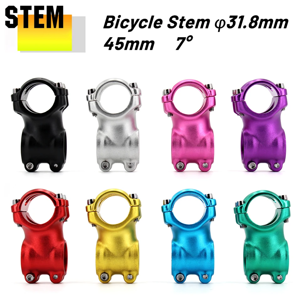 Farebné bicykel riadidlá stonky MTB STEM 45 mm 7degree BMX Road Bike STEM Mountain Bicykel diely bicyklových doplnkov bicyklových kusov