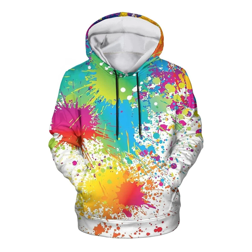 Farebné graffiti kapucne kravaty farbivo 3d tlač Men Men Dámske streetwear nadmerne pulvovery módne kapucňa Mikiny Mužské vrcholy oblečenie