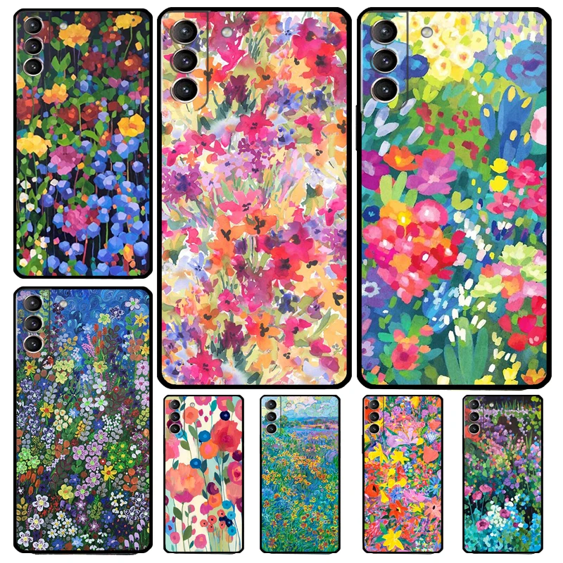 Farebné kvetinové maľba fonda pre Samsung Galaxy S22 Ultra S23 Fe S9 S10 POZNÁMKA