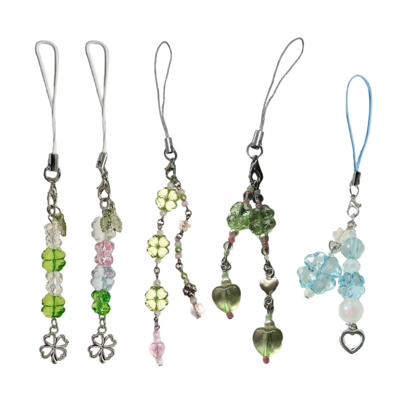 Farebné kľúčové elegantné korálkové korálkové štvorčlenné ďatelové šablóna TELEFÓN Pendant BAG Charm Stylish Príslušenstvo pre módnych nadšencov