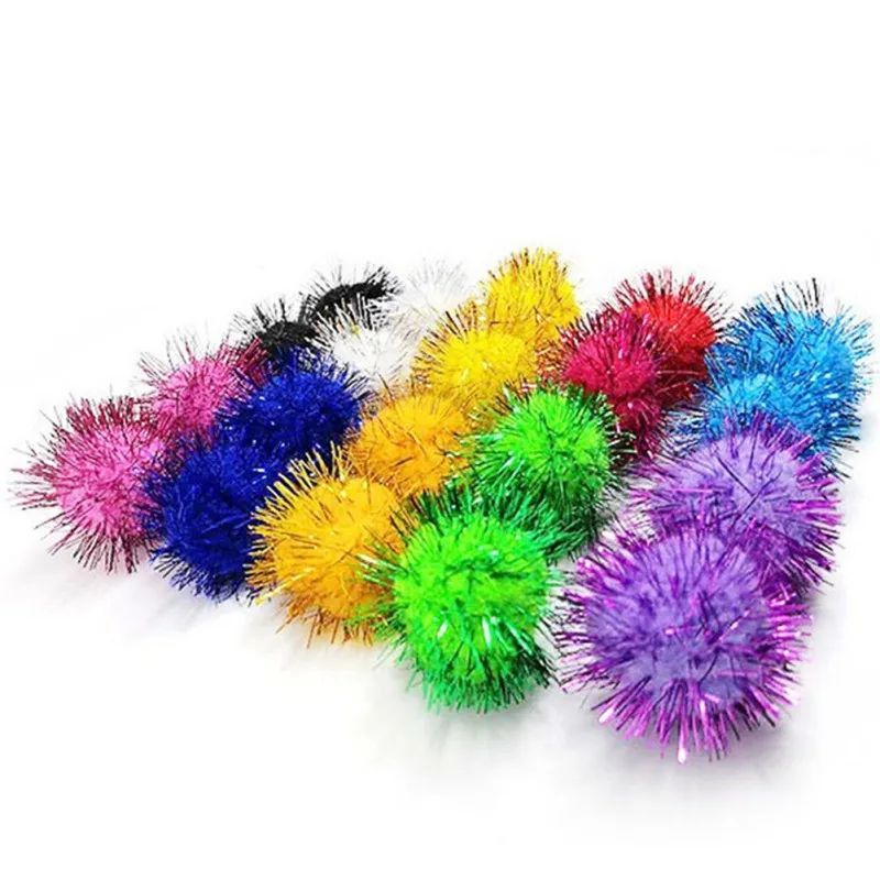Farebné mačacie iskrivé gule hračky trblietky pom pom pom po ma cat hračky interaktívne hračky s hračkami Pet dodáva náhodné farby