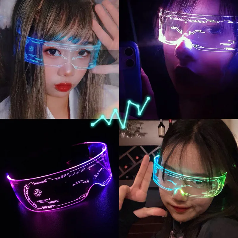 Farebné svetelné okuliare LED pre hudobný bar KTV Neon Party vianočné halloween dekorácie LED GOGGLES Festival Festival rekvity