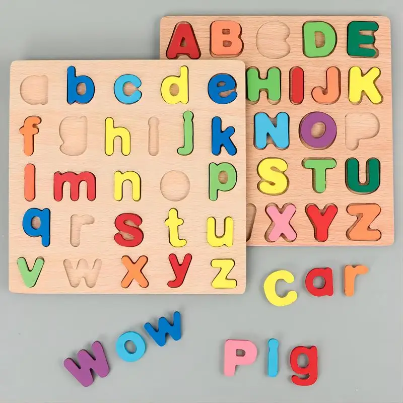Farebné číslo abecedy Drevené hádanky hračky pre deti Montessori skoré vzdelávacie detské hračky inteligentné zhodné hry detský darček