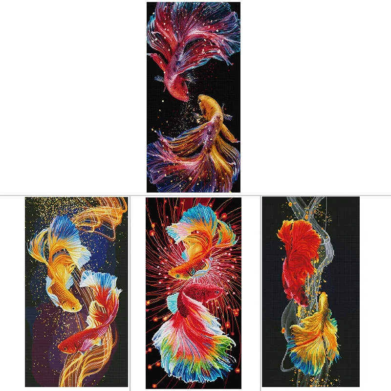 Farebný dvojitý rýb Art Pattern Cross Stitch Kit