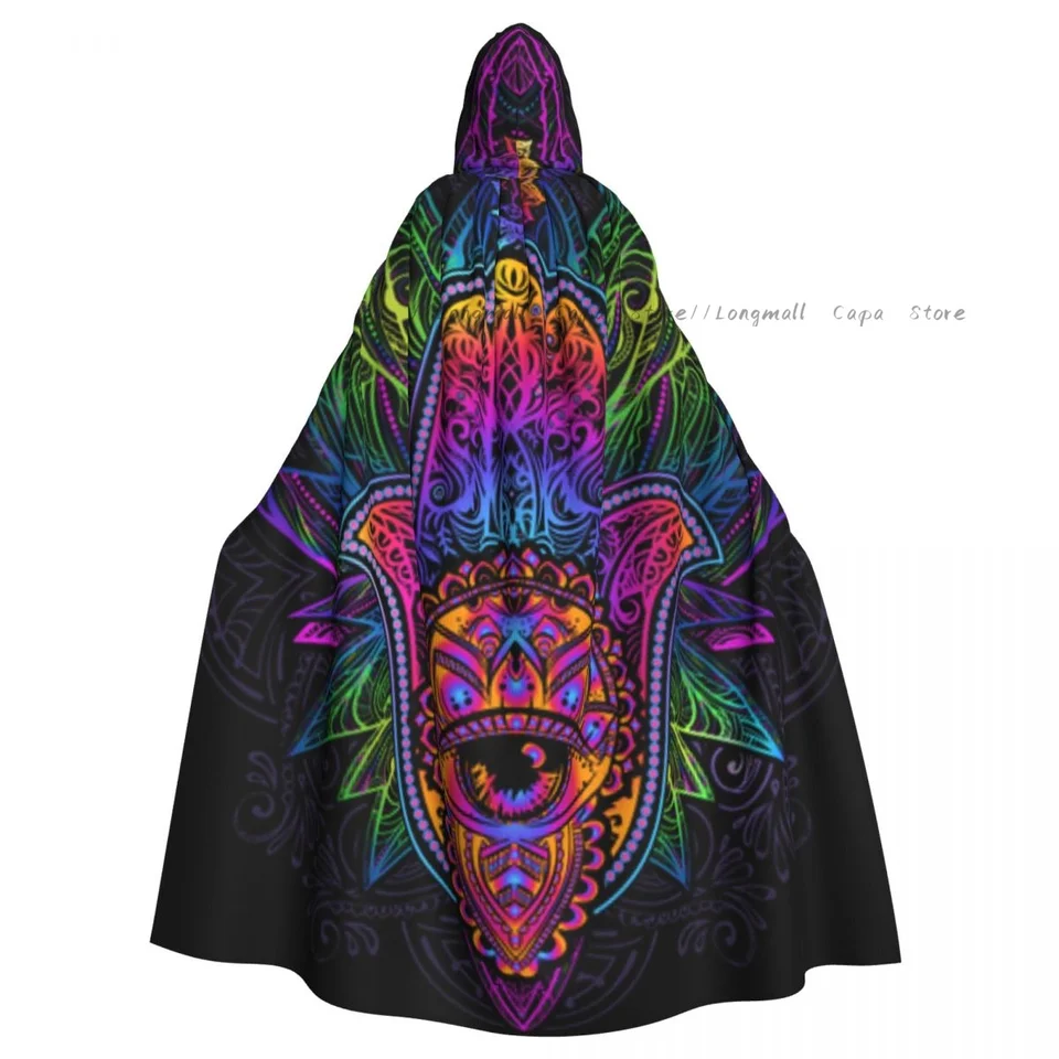 Farebný hamsa ručne s kapom plášť Halloween cosplay kostým upír diabolový čarodejník Cape Party