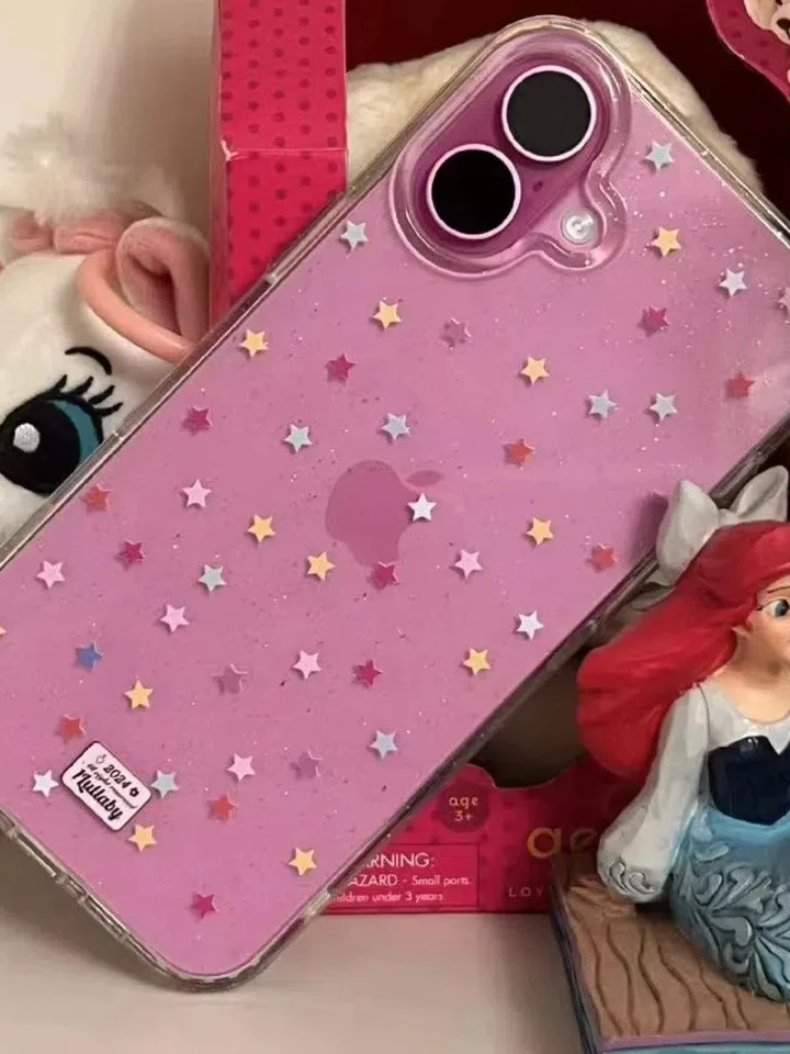 Farebný ins malý hviezda jemný trblietok mobilný telefón puzdro iPhone 16 15 14 13 12 Pro Max