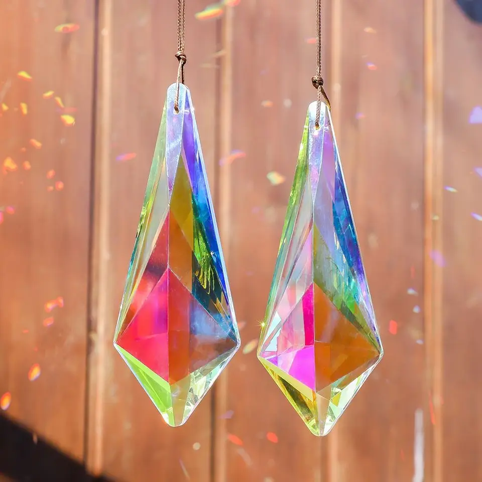 Farebný krištáľový slnečný suncatcher 120 mm dlhé sklo hranol Sunshine Catcher Craft Lighting Festival Festival pre záhradné okno