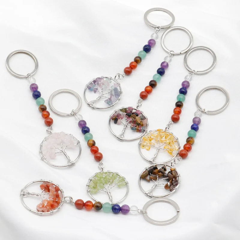 Farebný krištáľový šťastný strom Keychain pre vianočný dar