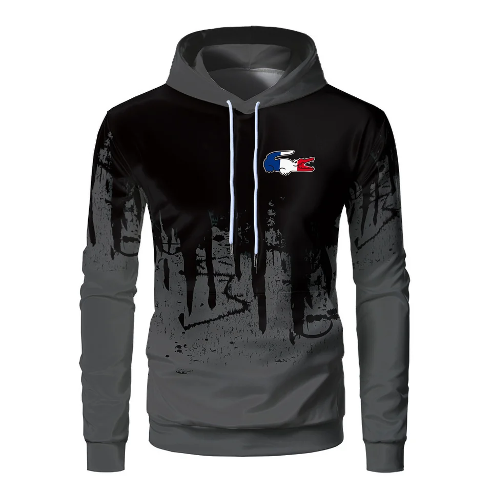 Farebný krokodílový tlač príležitostné 24 -ročné mužské mikiny na jeseň a zimu, D Digital Inkjet Hoodie s klobúkom, mikina s FL