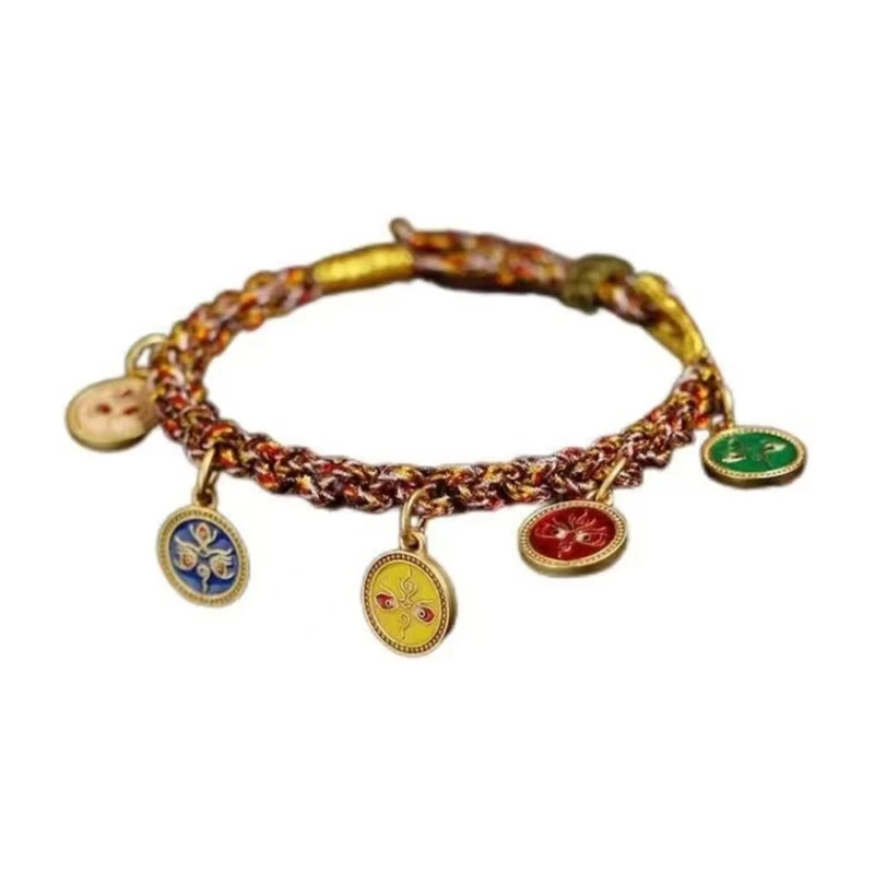 Farebný lanový náramok tibetský náramok Five Way God of Wealth Handchain Päť spôsobom Boh bohatstva Ozdob