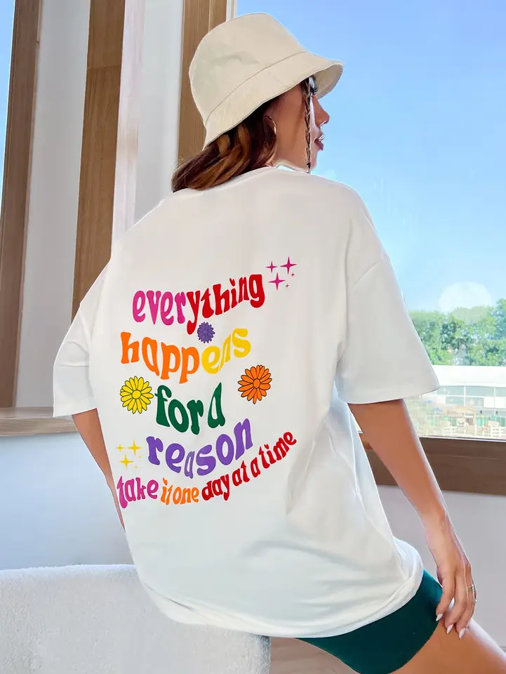 Farebný slogan Všetko sa deje z dôvodu bavlnené ženy Tričko Vinobranie všetkých matchklotov Hipster tričká CreativityTe Top