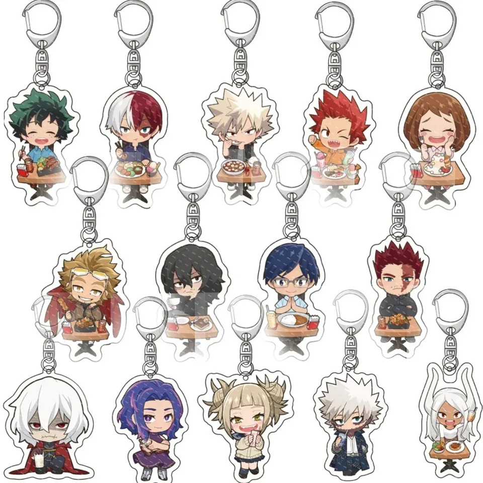 Fashion Anime College Keychain Cartoon postava obojstranná akrylová kľúčová reťazová zbierka