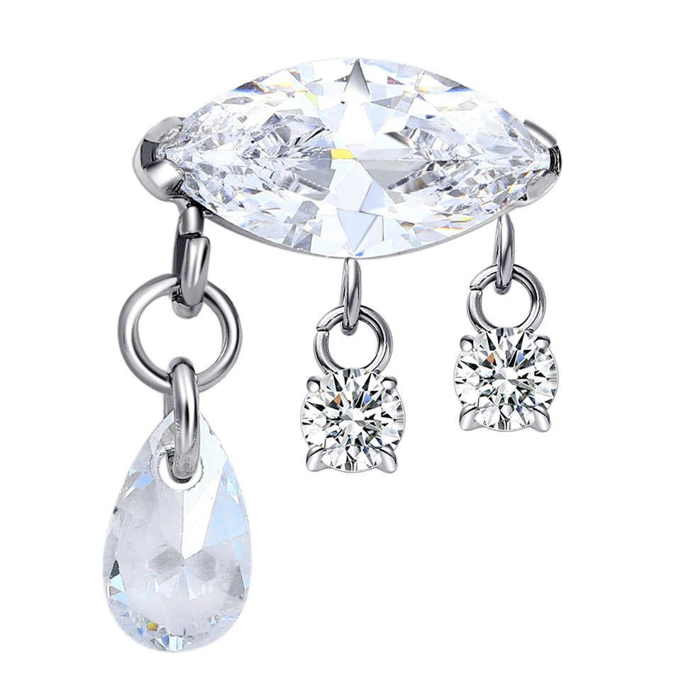 Fashion F136 Titán Vnútorne závitovaný vrch s zirkónom Dangle Labret Piercing Piercing Eternal Metal TE100
