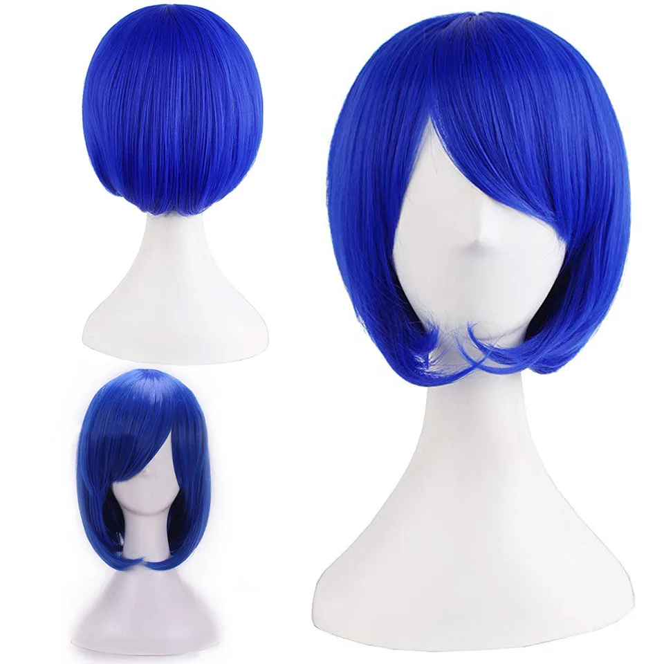 Fashion Girl Prírodné krátke priame parochne Bangs Parochne Navy Blue Ladies