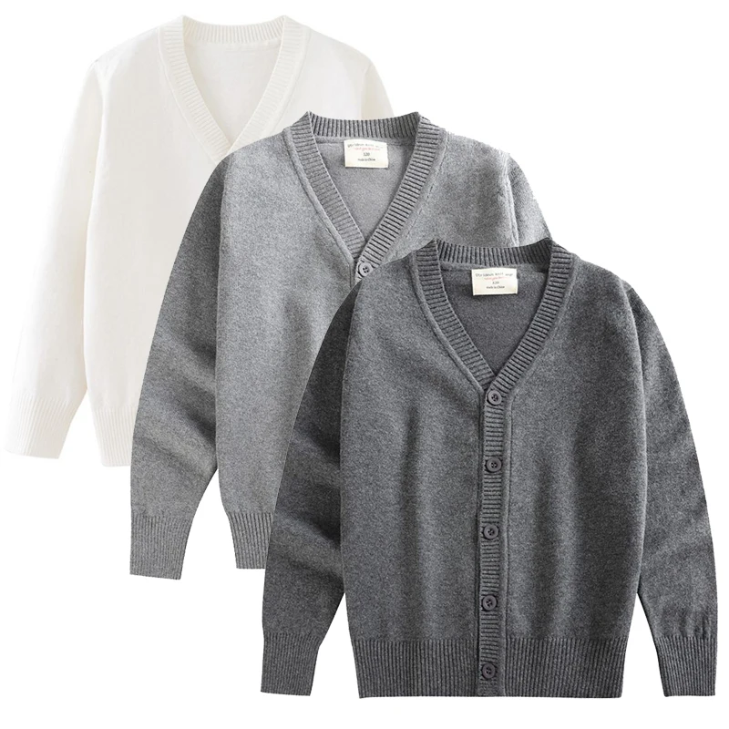Fashion Kids Coat Solid s dlhým rukávom Mardigan jesenné zimné deti jednoduché navrhnuté všestranné sveterové bunda s jednostrannou úrovňou 4-12 rokov