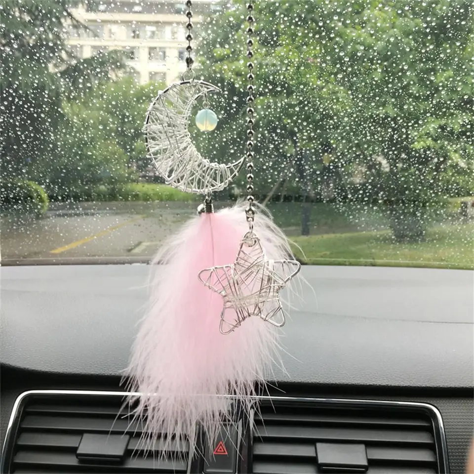 Fashion Stars a Moon Auto zavesenie ozdoby perie perie