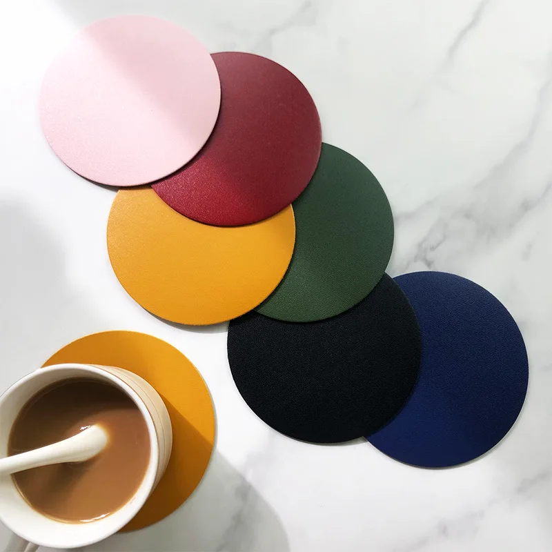 Faux Leath Drink Coaster 3,94in Round Weatproof Cup Mat Mat Clave Pad Triveet Mat Round Drink Mat Rats Trivet Mats Accessories