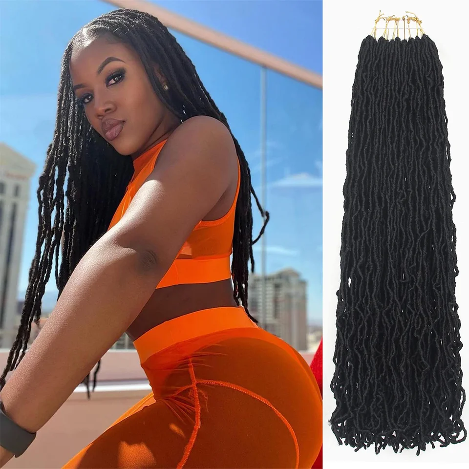 Faux locs háčkované vlasy vylepšené nové lokaly s mäkkým háčkovaním s vlnitými kučeravými koncami bohyne loks syntetické boho locs háčkovacie vrkočky vlasy