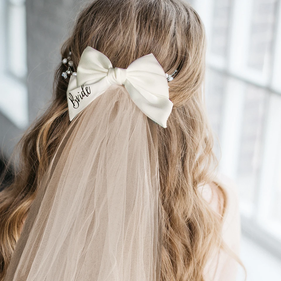 Faux nevesta Bow Veil Bachelorette Hen Decor Decor Dievčatá Trip Party Darček Svadobná sprcha Dodávky nevesty, aby sa stali svadobnými dekoráciami
