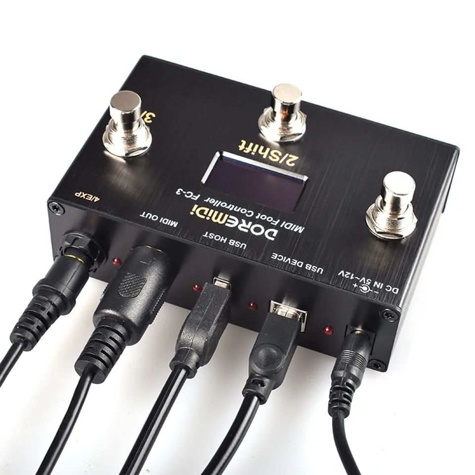 FC-3 DoremiDi MIDI USB Instruments MIDI DIN zariadenia má 3 programovateľné pedály prepínača s viacerými výstupnými rozhraniami MIDI