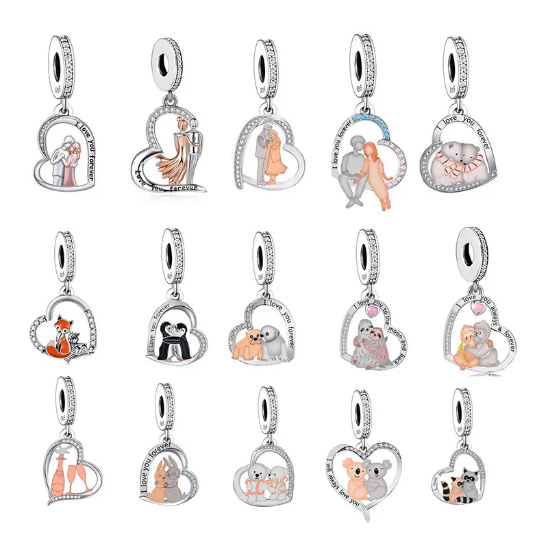 FC Jewelry Fit Originálny kúzlo náramok 925 Strieborná panda Penguin lenivosť medveď opičí tiger buldog líška mačacie korálky na výrobu berloque
