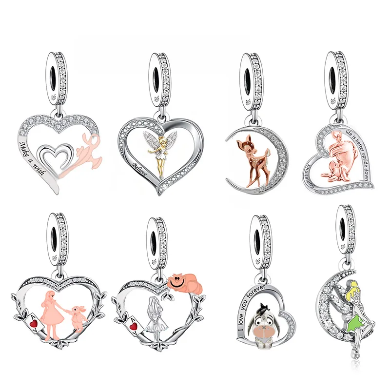 FC Jewelry Fit Originálny kúzlo náramok 925 Strieborné bambies morské panny sestry rozprávková čajová kanvica pre mačky pre ženy berloque kutil