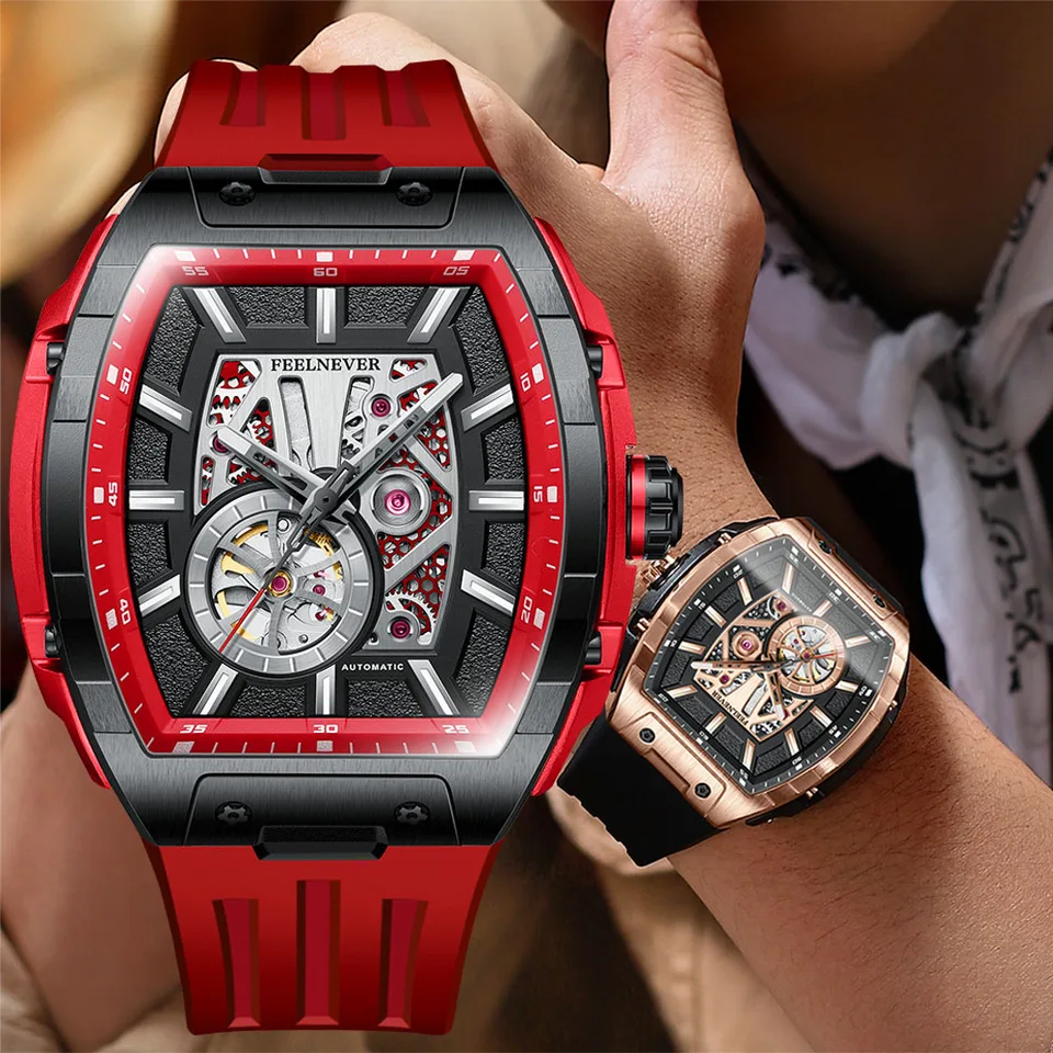 Feelnever 8250 MOUNT MEN Mechanické hodinky Luxusné 316L z nehrdzavejúcej ocele zafírové zrkadlo nepremokavé automatické hodinky pre mužov