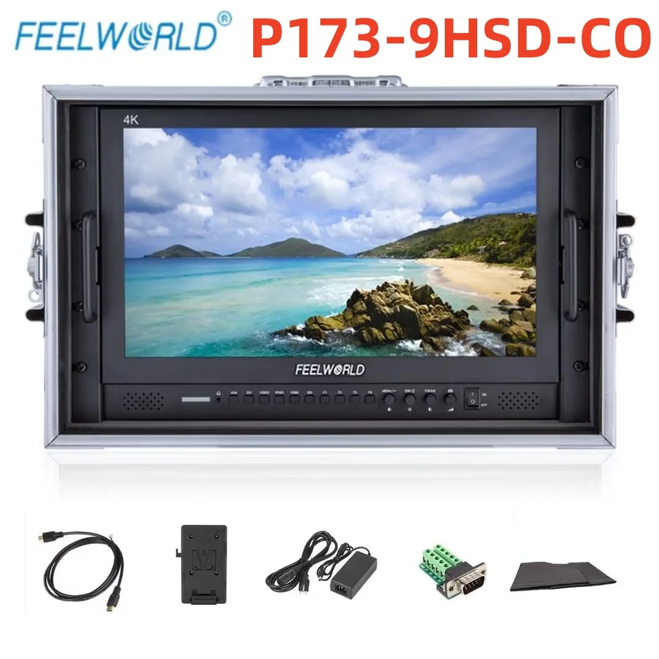 Feelworld P173-9HSD-CO Monitor 1920 x 1080 DISPITH HDMI 3G-SDI DVI-I 4K30 17.3 '' 4K Auil-Of Broadcast Monitor 9HSD