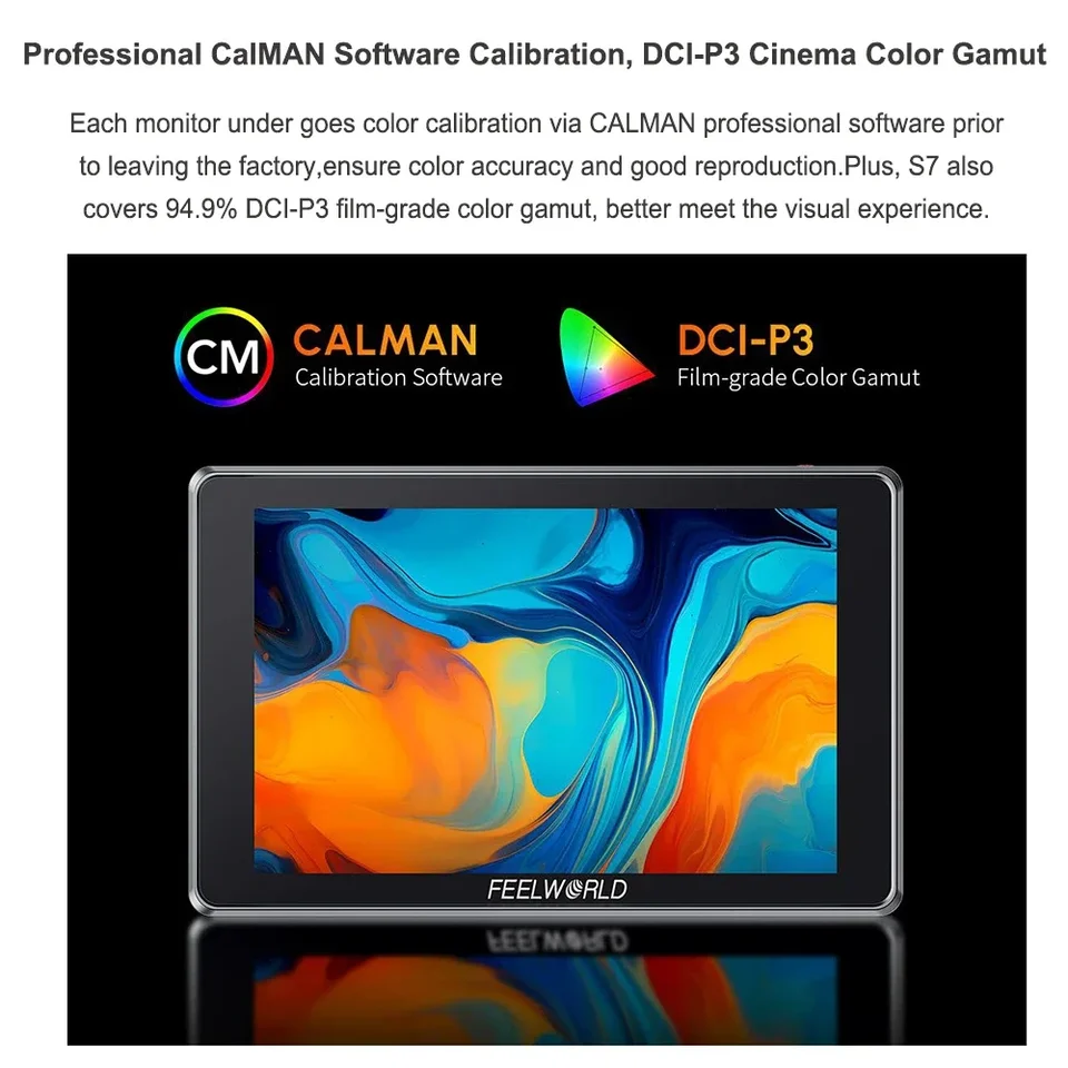 Feelworld S7 7 palcový monitor 12G-SDI HDMI2.0 Monitor 4K HDMI HDR/3D LUT Vysoký jas