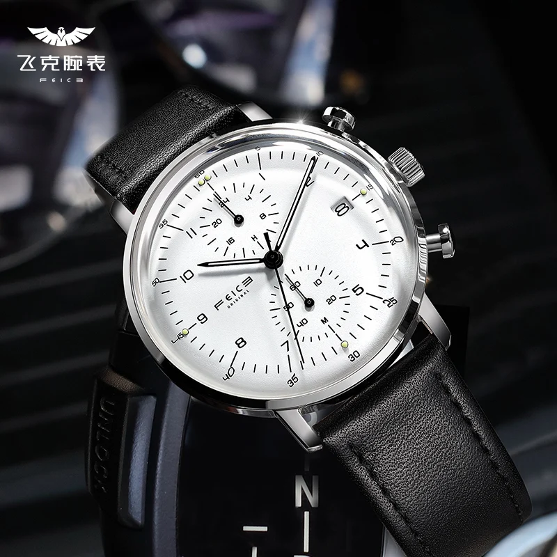 Feice Quartz Wrist Watch for Men Dual Time Displan Business Analógové hodinky Pánske náramkové hodinky Men luxusné príležitostné športové hodinky