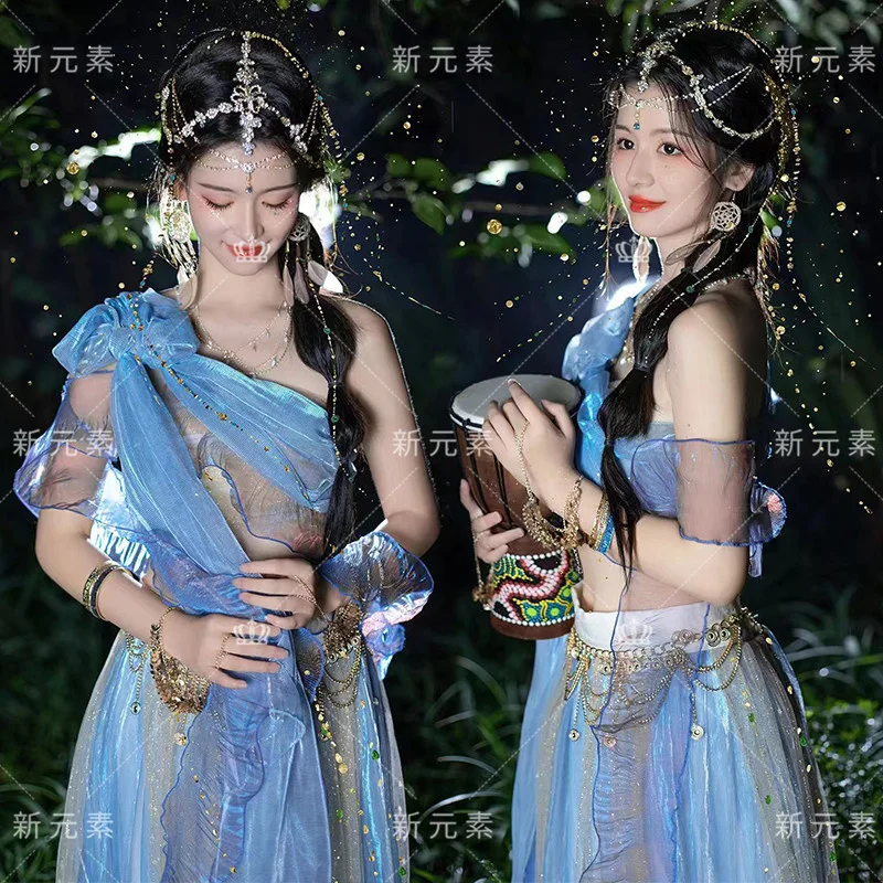Feitian exotický kostým Západný región Princezná šaty Hanfu Ženy Staroveký kostým cestovné fotografie Etnické filmové štúdio
