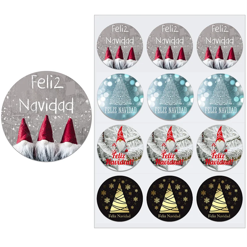 Feliz Navidad Španielske veselé vianočné nálepky Dekoratívne nálepky balenie darčekovej krabice štítok vianočné štítky