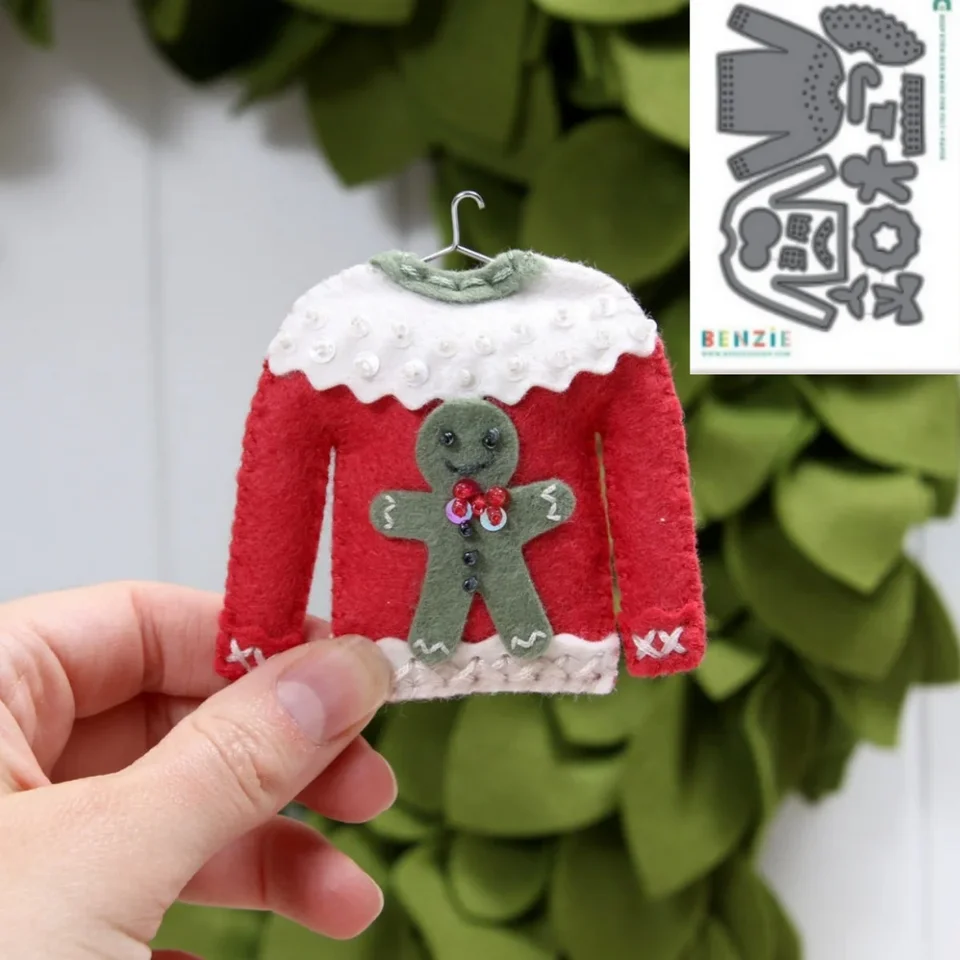 Felt Die Ginger Škaredý vianočný sveter Nové rezné matričky pre domácich majstrov zdobenie scrapbook papierová karta Embossing Craft Die 2024