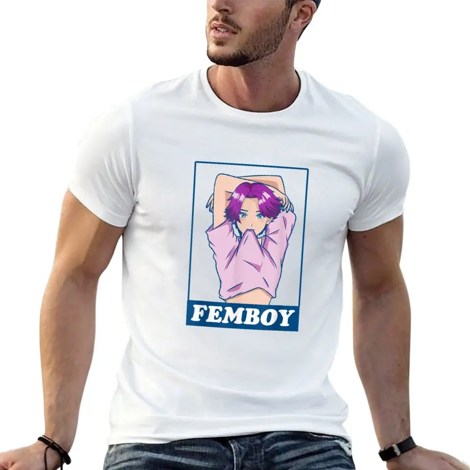 Femboy anime chlapec gay estetický crossdressing yaoi pastelové tričko letné špičkové športové fanúšikov