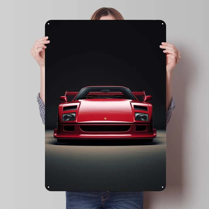 Ferrari F40 Classic Car Tinplate Sign Auto Plagát Domáce dekorácie Doplnky retro kovové znamenie pre garážové nástenné umenie dekorácia