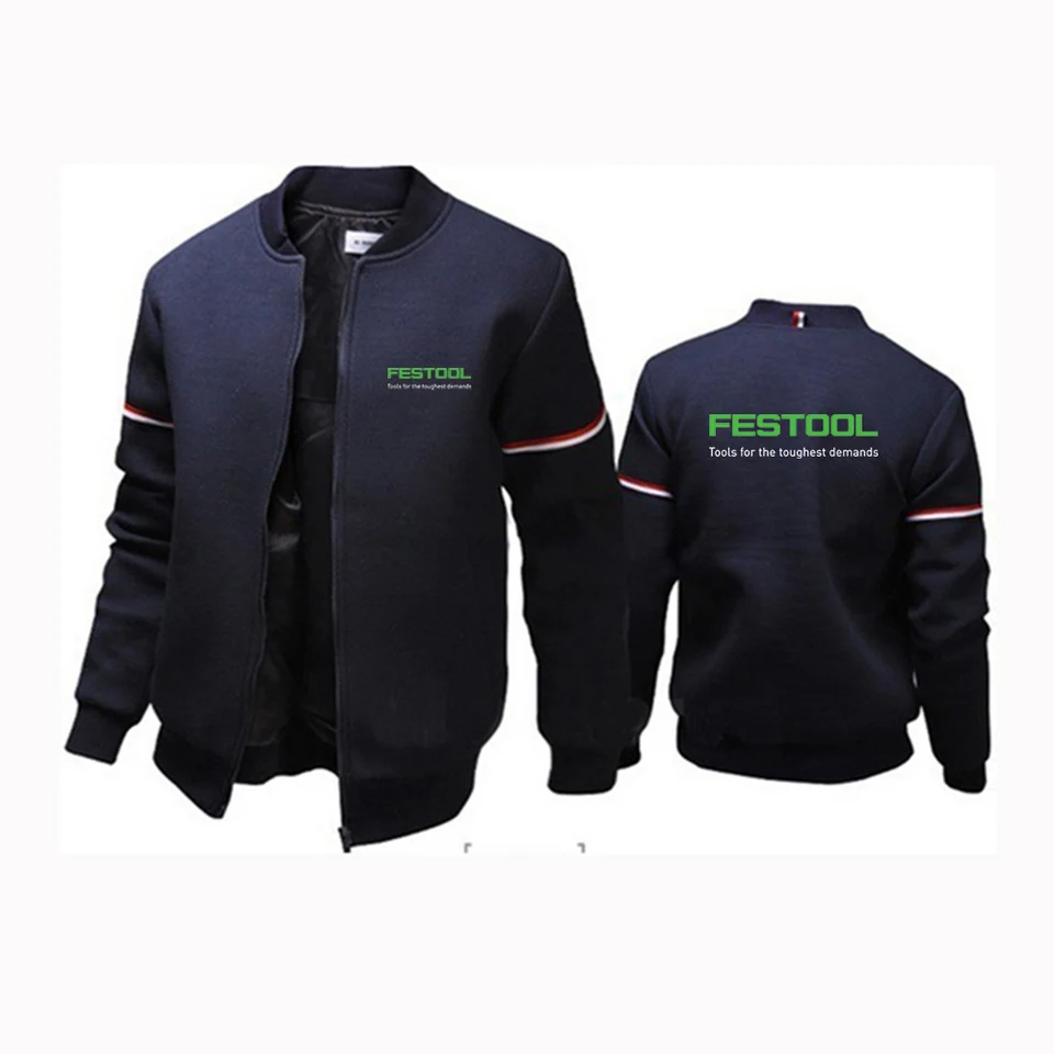 Festool Tools 2024 Nová tlač módne pánske letové bunda okrúhly golier Solidná bavlna s dlhými rukávmi Comfort Tracksuits Coat
