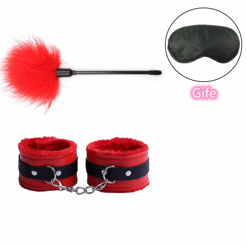 Fetish BDSM kožená pútka súprava s flirtovaním peria dospelých otroctva sexuálne hračky pre ženy pár anklecuffs obmedzenia SM Product