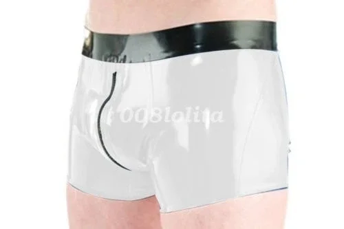 fetišizmus latex gumový gummi muži šortky boxer hip zips halloween cosplay