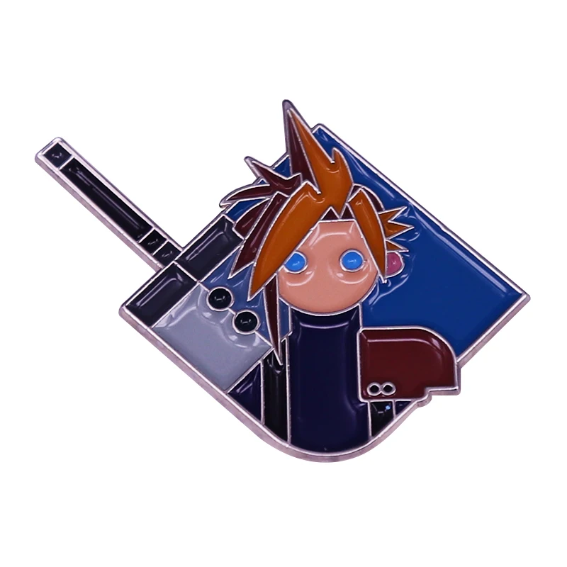 FF7 Cloud Spife a Buster Sword Enamel Pin Final Fantasy VII Classic PS1 Retro Gaming Art Broš