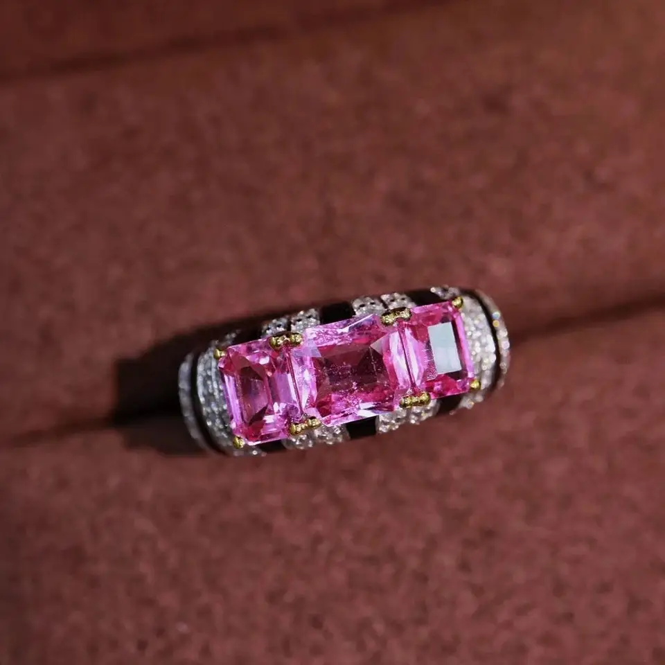 FH24 Solid 18k biele zlato bez tepla prírodný ružový zafír 2.42ct Gemstones Diamonds Stones ženským prsteňmi jemnými šperkami