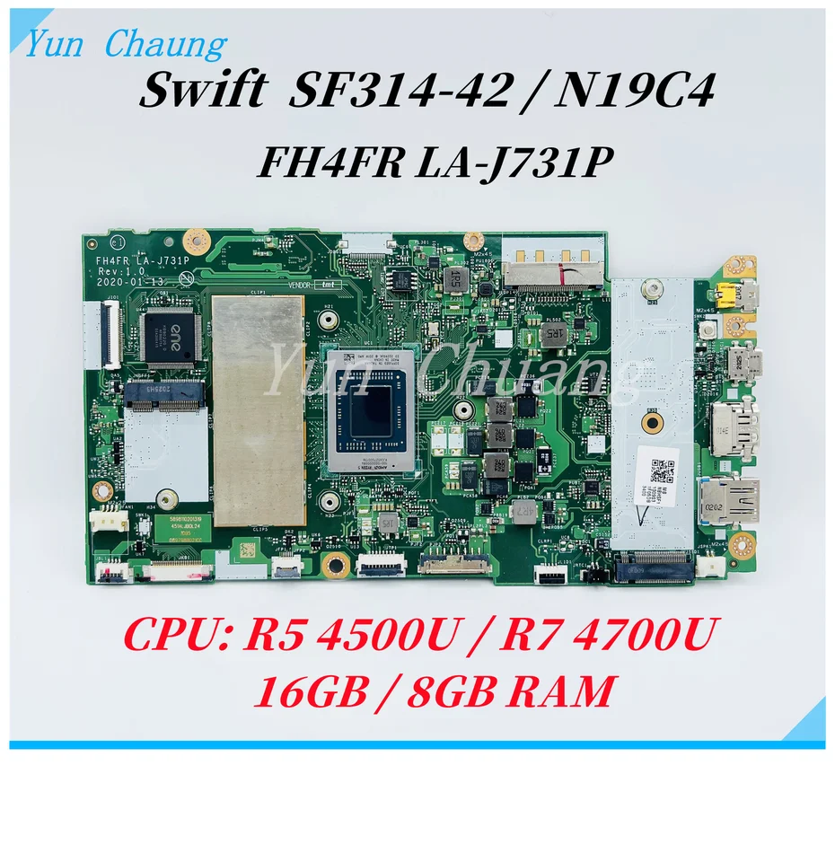 FH4FR LA-J731P hlavná doska pre Acer Swift SF314-42 SF314-42G N19C4 Základná doska laptopu s Ryzen 5 4500U/R7-4700U CPU 16GB/8GB RAM RAM
