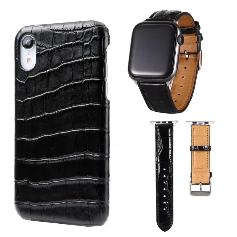 FHX-17L Originálne kožené krokodílové puzdro pre iPhone 7 8Plus x xr xs max 11 12 13 pre Apple Watch 3 4 5 6 7 Veľkosť pásma