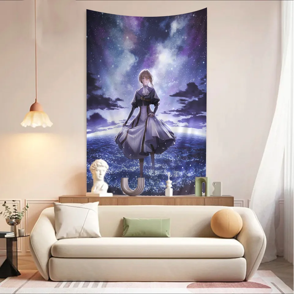 Fialová evergarden tapiséria umenia