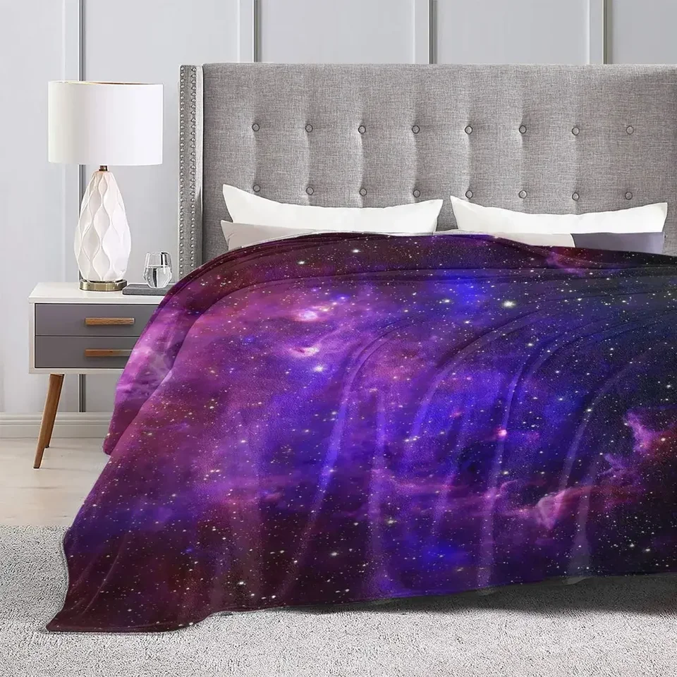 Fialová galaxia flanel prikrývka vintage tlač teplý hodenie prikrývky pre gaučové posteľné lietadlo cestovanie grafického postele