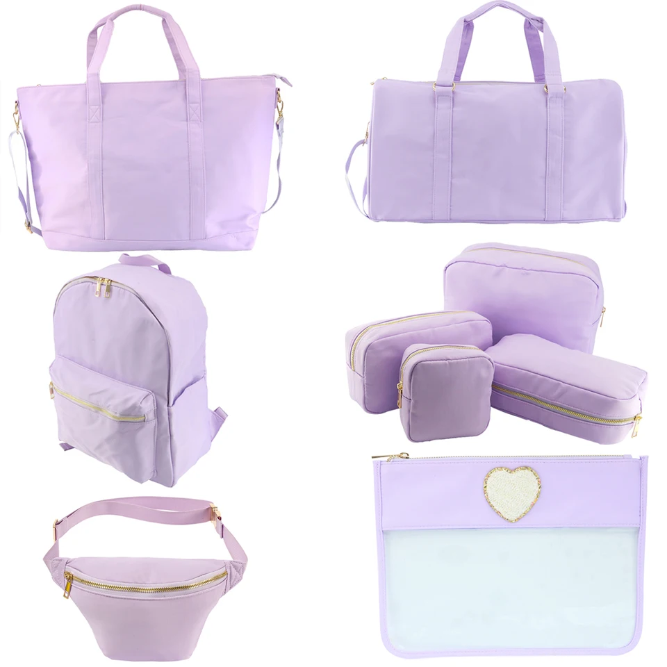 Fialová nylonová vodotesná taška Dámska kozmetická taška na kozmetické ukladanie vonkajšieho cestovného batohu batožinová batožina Duffle Bag Storage Cestovná kabelka
