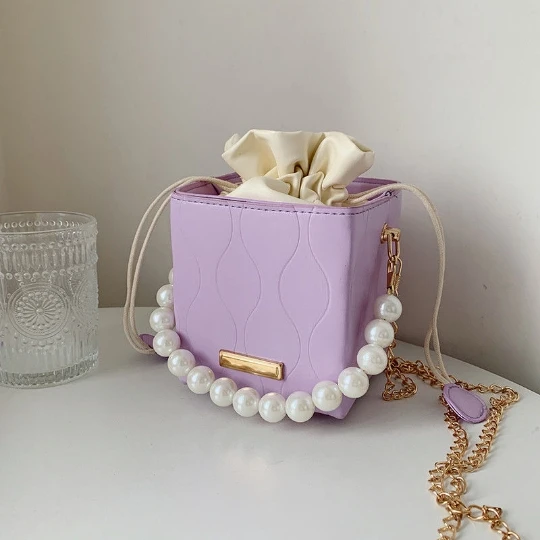 Fialové dámske vrecká s krížmi PVC PU kožené mini ramenné kabelky Trend Design Hasp Bags