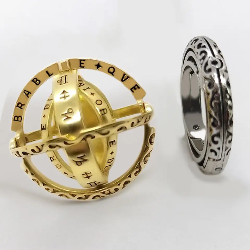 Fidget prsteň a náhrdelník titánový oceľový spinner kruhový dekompresný hračky planéty antistress prsteň prsteň unisex úzkostné šperky