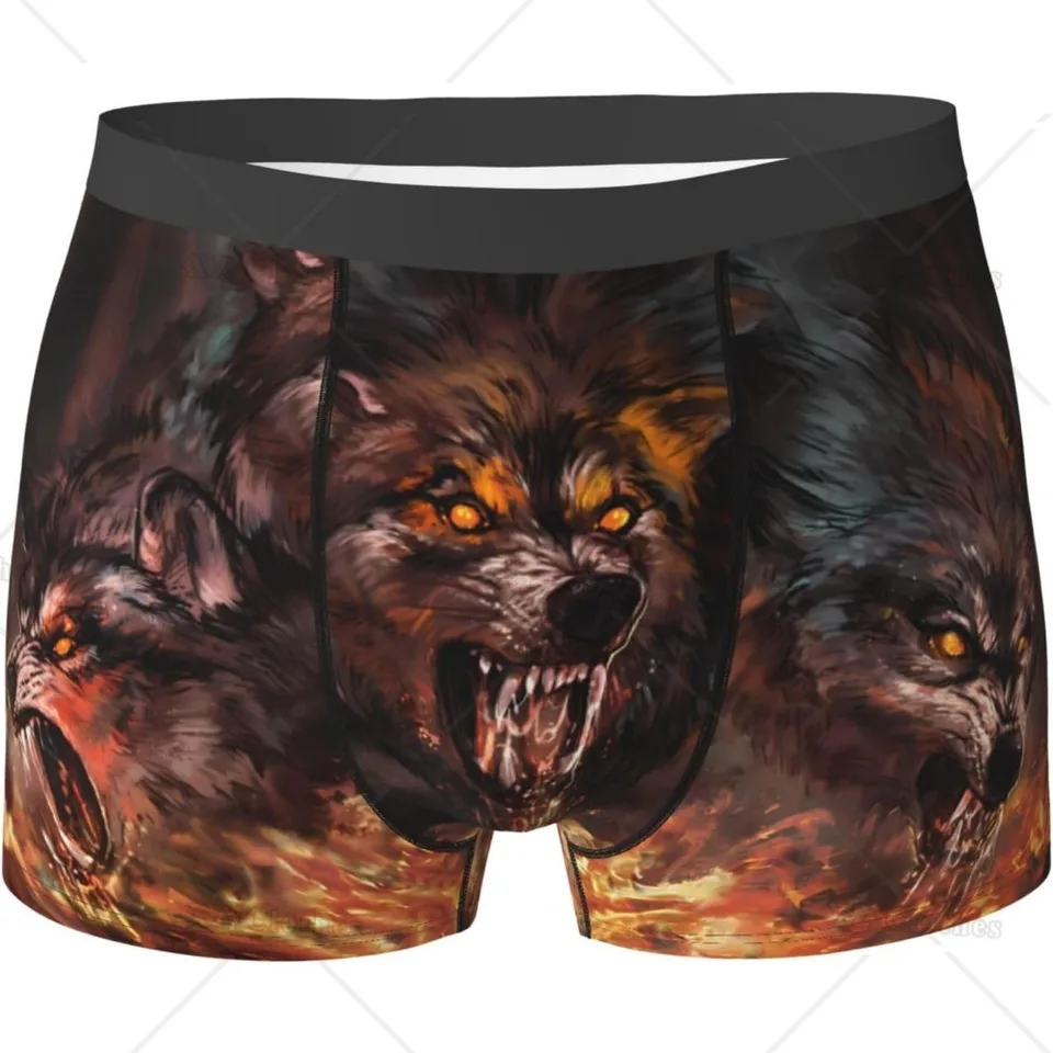 Fierce Wolf Pack Pánske vtipné spodné bielizeň Briefky s miernou elasticitou mužské šortky, novinkový štýlový darček pre mužov