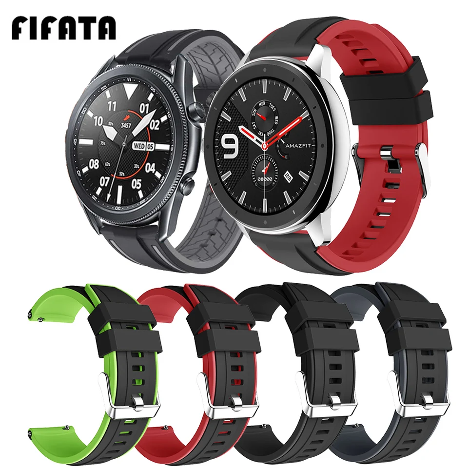 Fifata 22mm Silikone Sport Strap pre Samsung Galaxy Watch 3 45 mm/huami Amazfit GTR 47mm/Stratos 3/Pace/Huawei Watch GT/GT 2 46 mm