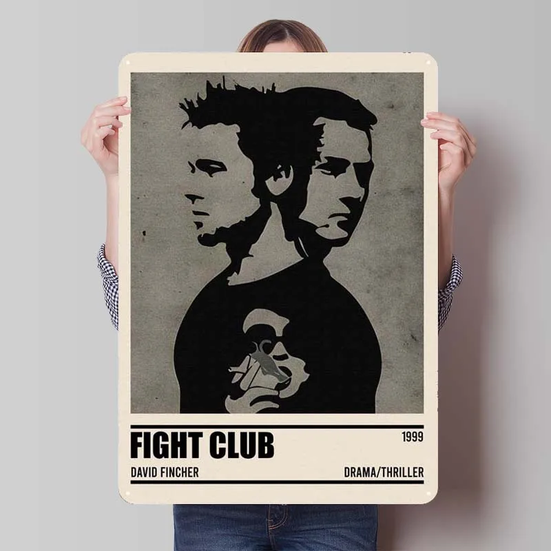 Fight Club Minimalista Vintage Metal Sign Classic Movie Film Plagátová dekorácia retro cínová značka pre dekoráciu nástenných umení